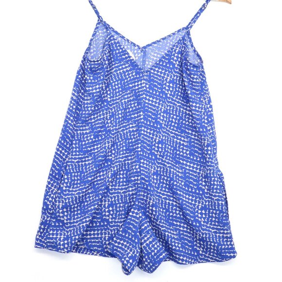 Blue & White Printed Spaghetti Strap Romper By Open Edit Baddie - Picture 8 of 9